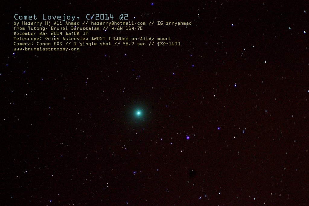 Comet Lovejoy C2014 from Brunei on Dec 25 2014 - Hazarry bin Haji Ali Ahmad