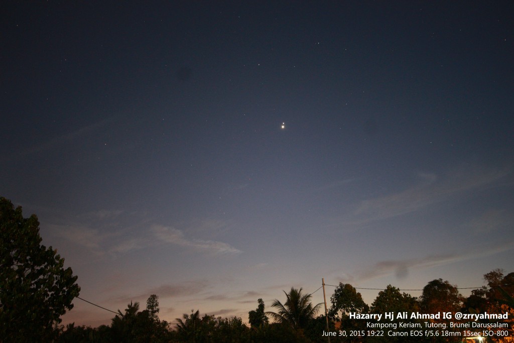 Venus-Jupiter conjunction just now at dusk.